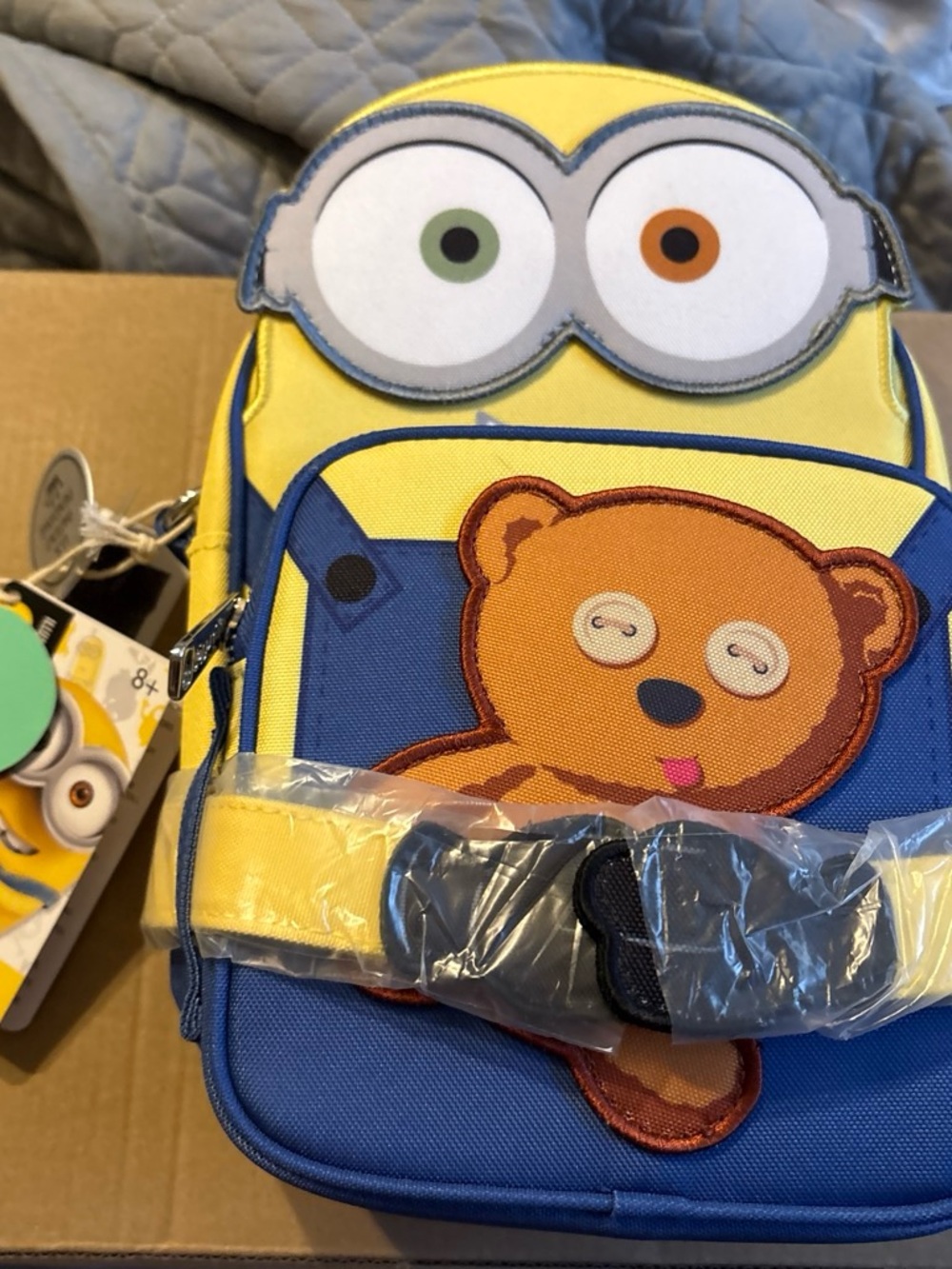Kids Yellow & Blue Minion Teddy Loungefly bag